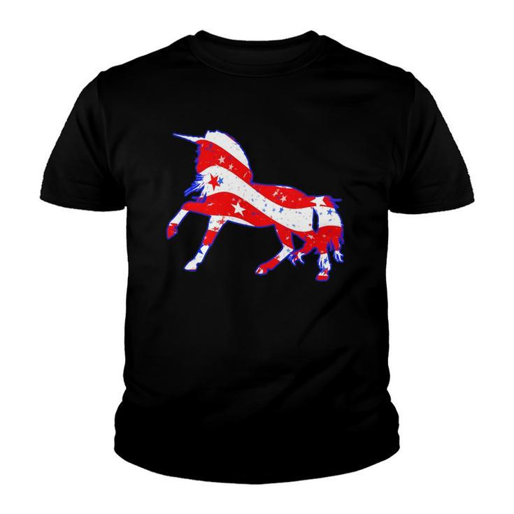 Patriotic Unicorn Funny Memorial Day And 4Th Of July Youth T-shirt