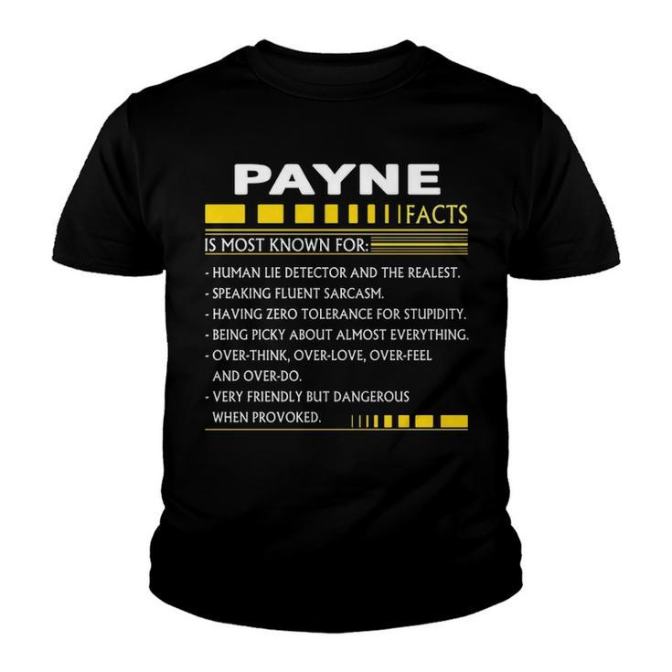 Payne Name Gift   Payne Facts Youth T-shirt