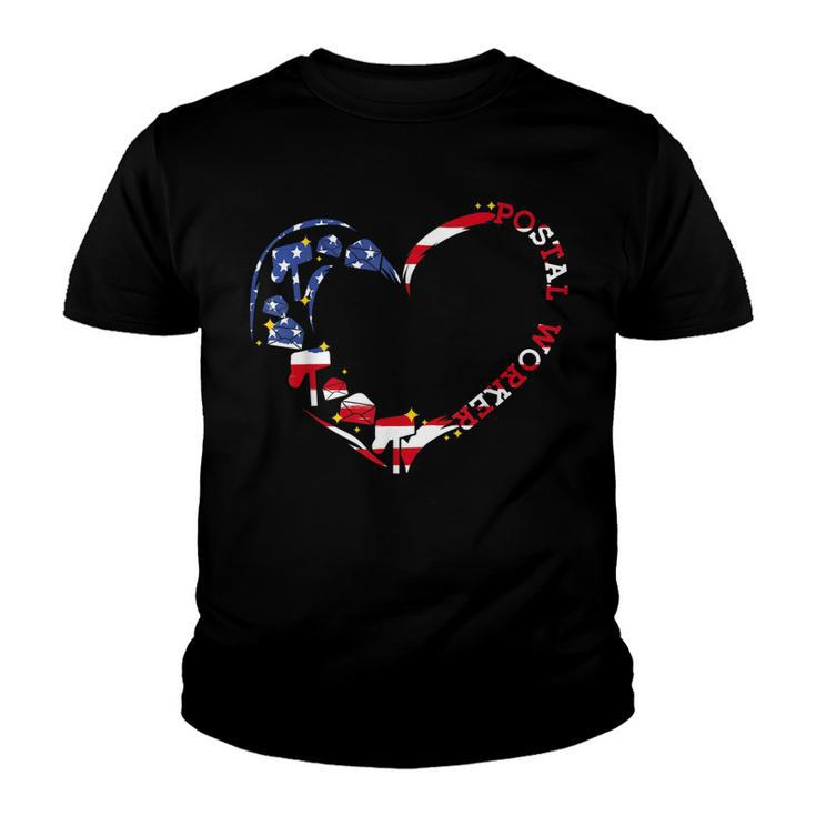Postal Worker Patriotic Heart - Love Postal Mail Carrier Youth T-shirt