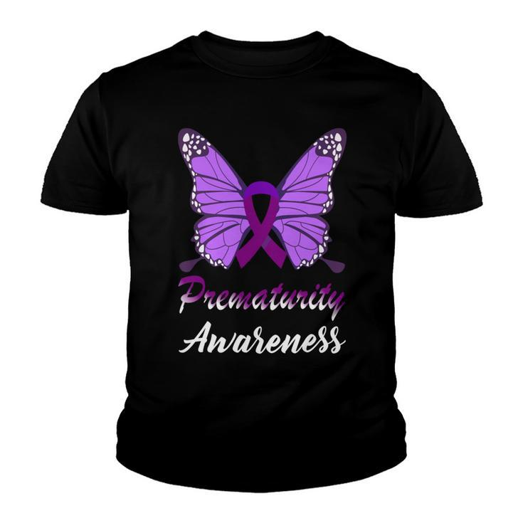Prematurity Awareness Butterfly  Purple Ribbon  Prematurity  Prematurity Awareness Youth T-shirt