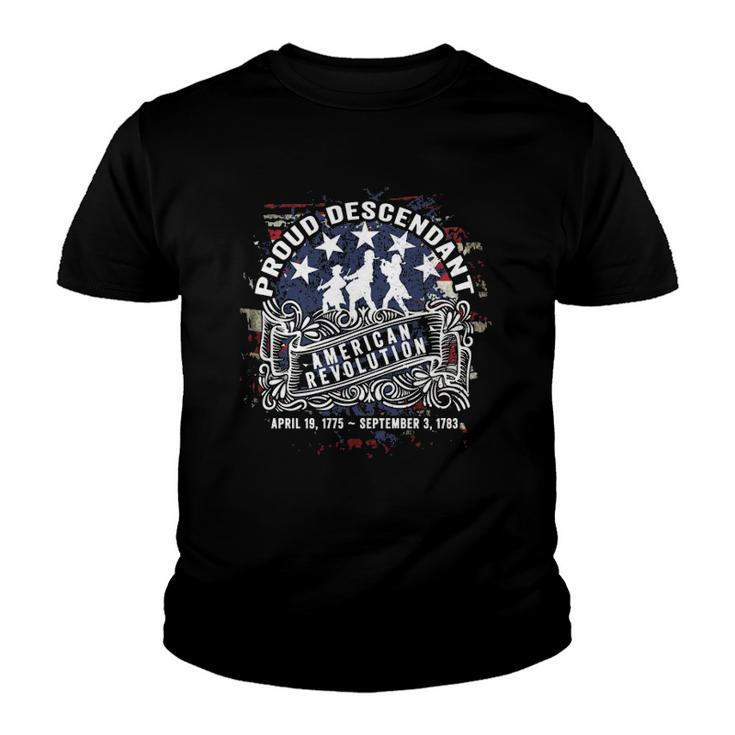 Proud Descendant American Revolution Fife And Drum 4Th Of July Youth T-shirt