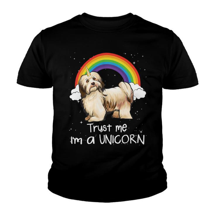 Rainbow Havanese Trust Me Im A Unicorn Dog Youth T-shirt