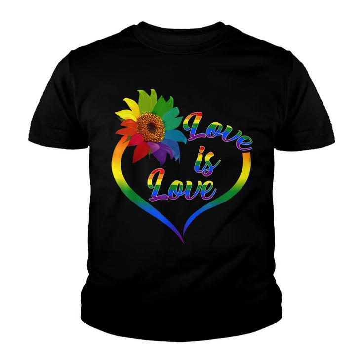 Rainbow Sunflower Love Is Love Lgbt Gay Lesbian Pride  V2 Youth T-shirt