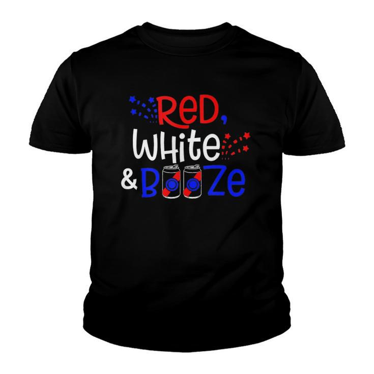 Red White And Booze  Funny Adult 4Th Of July   Youth T-shirt