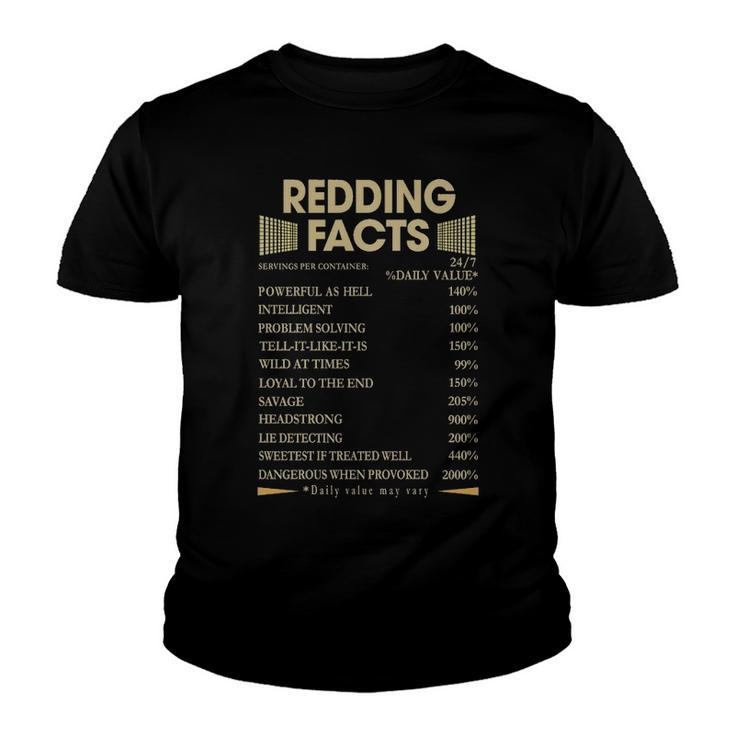 Redding Name Gift   Redding Facts Youth T-shirt