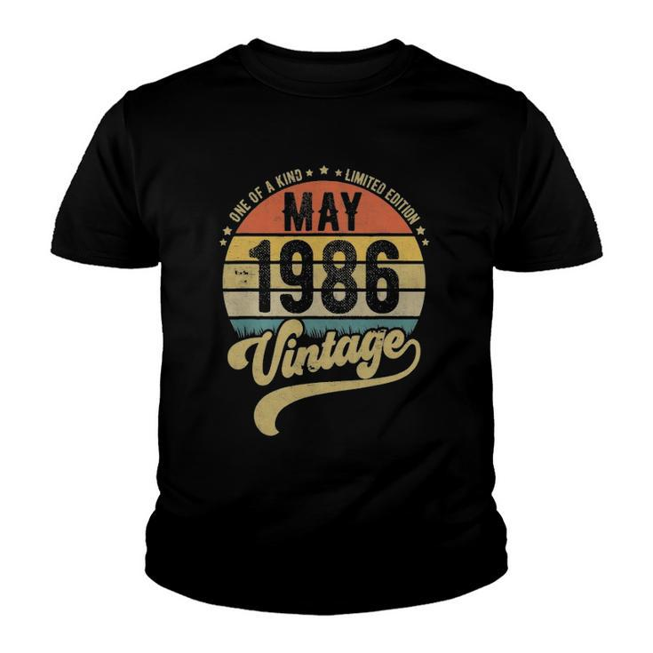 Retro 36Th Birthday Born In May 1986 Vintage Gift Youth T-shirt