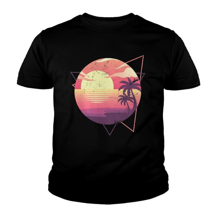 Retro 80S Vaporwave Aesthetic Tropical Sunset 90S Vaporwave Youth T-shirt
