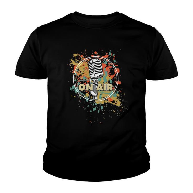Retro Vintage Vibe On Air Microphone Radio Podcast Dj Youth T-shirt