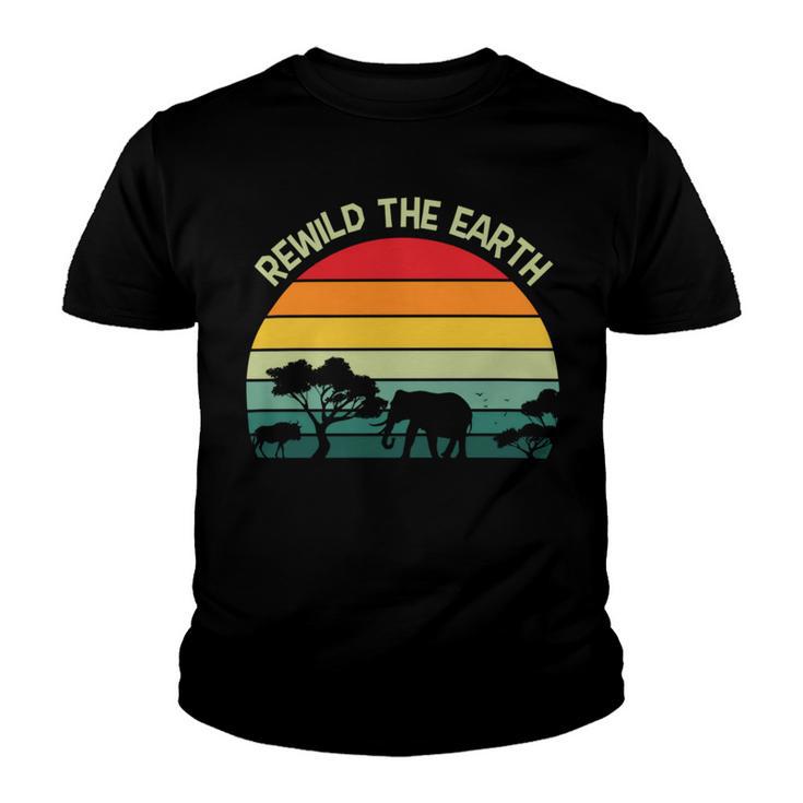 Rewild The Earth Animal Forest Earth Day Youth T-shirt