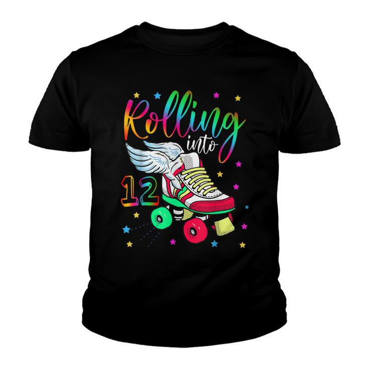 Rolling Into 12 Cool 12Th Birthday Roller Skating Girl Lover  Youth T-shirt