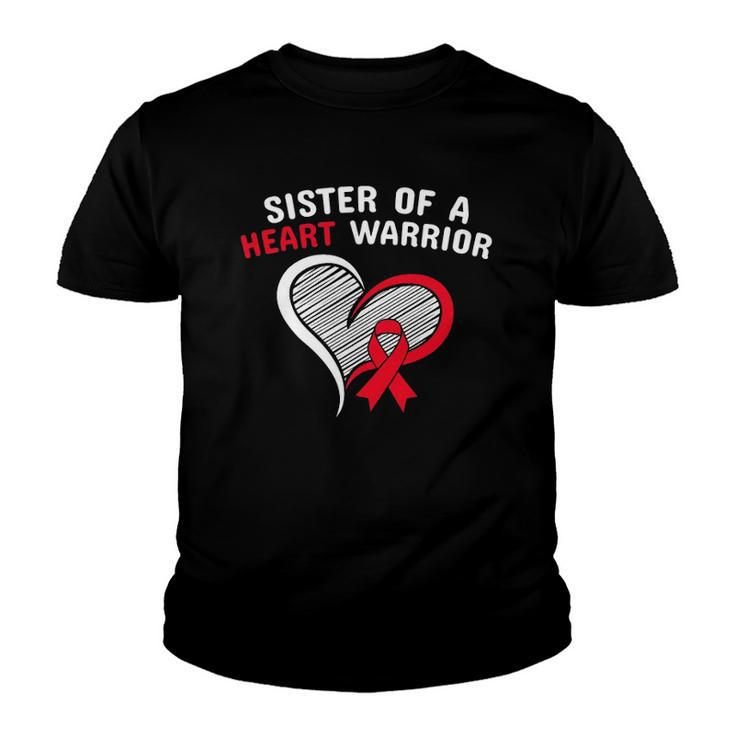 Sister Of A Heart Warrior Chd Disease Awareness Congenital Youth T-shirt