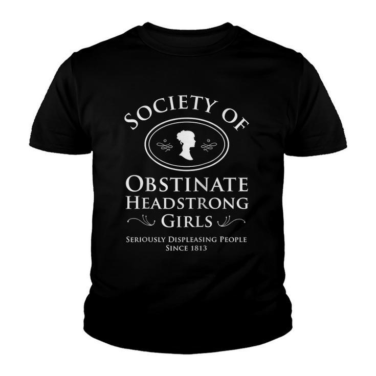 Society Of Obstinate Headstrong Girls Pride And Prejudice Raglan Baseball Tee Youth T-shirt