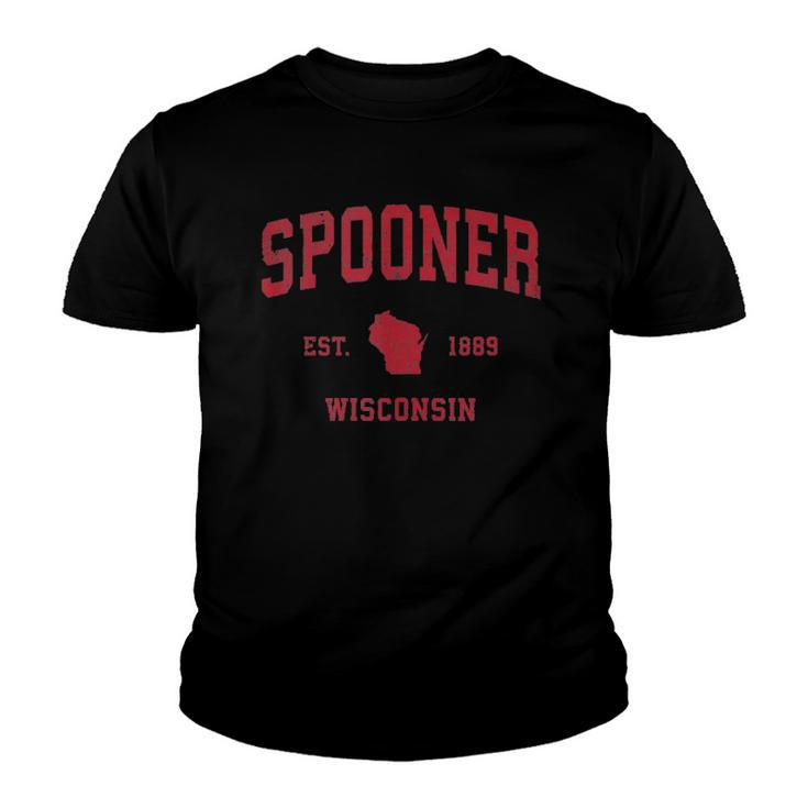 Spooner Wisconsin Wi Vintage Sports Design Red Print Youth T-shirt