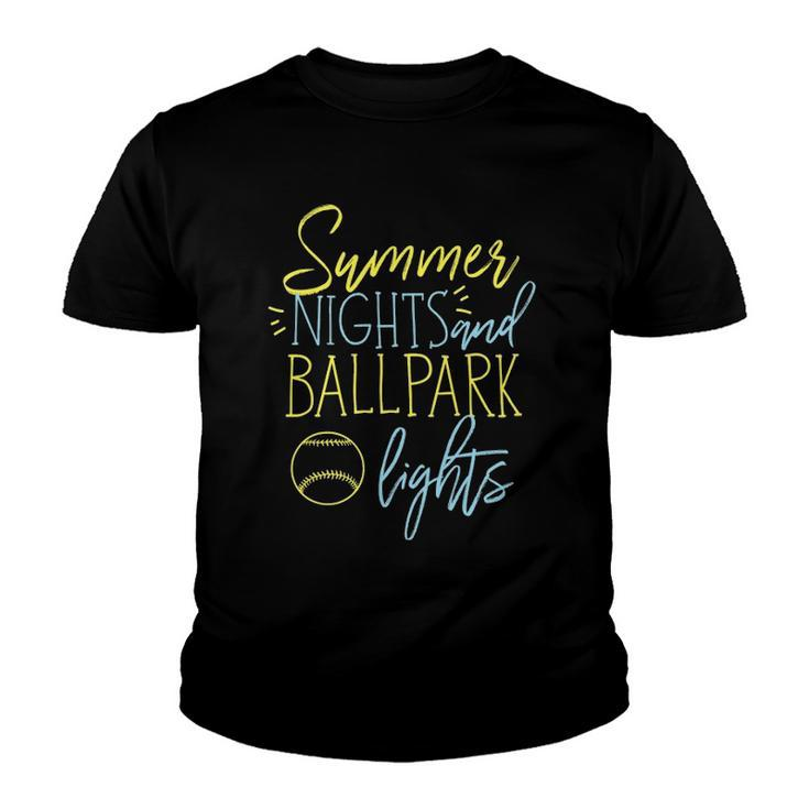 Summer Nights And Ball Park Lights Baseball Fans Youth T-shirt