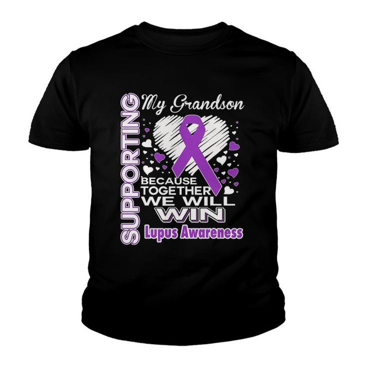 Supporting My Grandson - Lupus Awareness Youth T-shirt