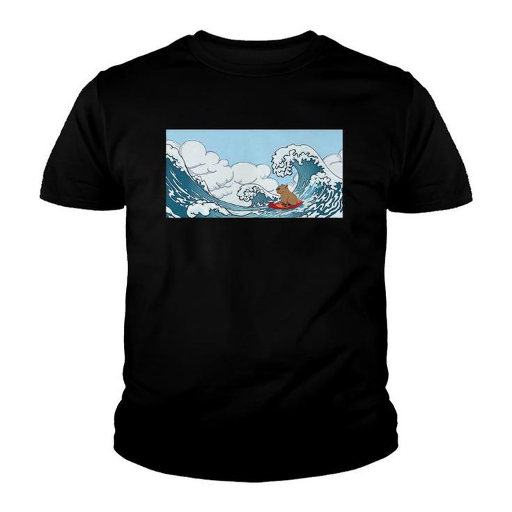The Capybara On Great Wave Youth T-shirt
