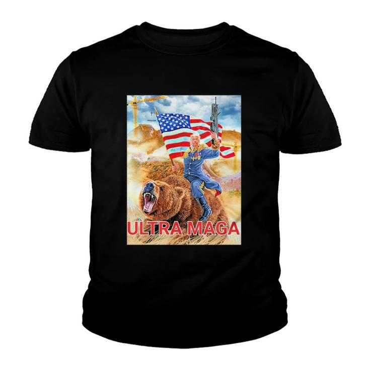 Trump Ultra Maga The Great Maga King Trump Riding Bear Youth T-shirt