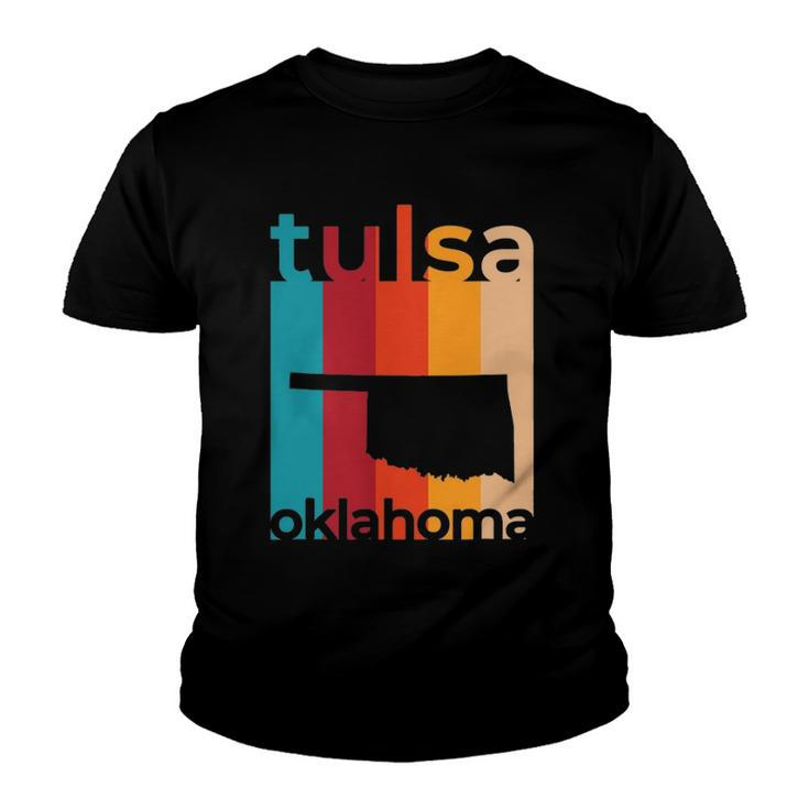 Tulsa Oklahoma Vintage Ok Retro Cutout Youth T-shirt