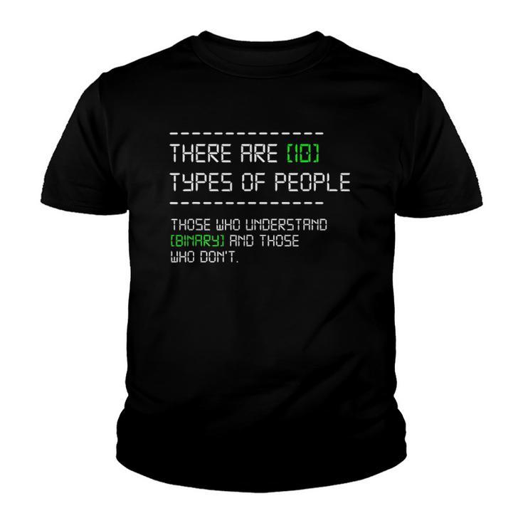 Types Of People Computer Nerd Binary Code Programmer Gift Youth T-shirt