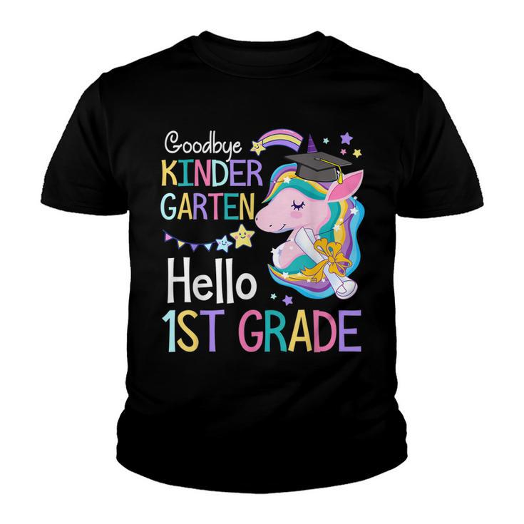 Unicorn Girl Goodbye Kindergarten Hello 1St Grade Graduation  Youth T-shirt