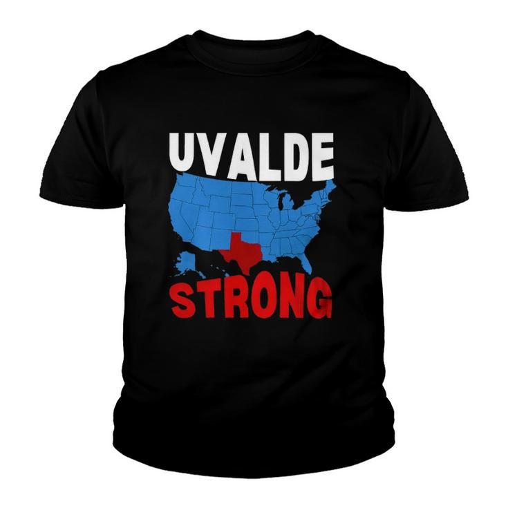 Uvalde Strong Gun Control Now  Pray For Texas Usa Map Youth T-shirt