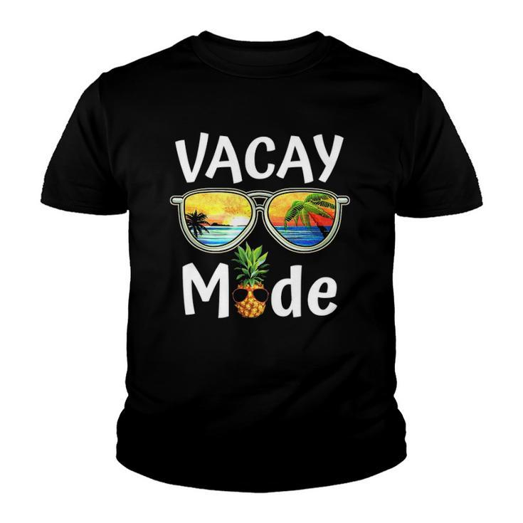 Vacay Mode Family Vacation Summer Sunglasses Beach Pineapple Youth T-shirt