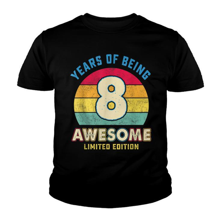 Vintage 8 Years Of Being Awesome Retro 8Th Birthday Boy Girl  Youth T-shirt