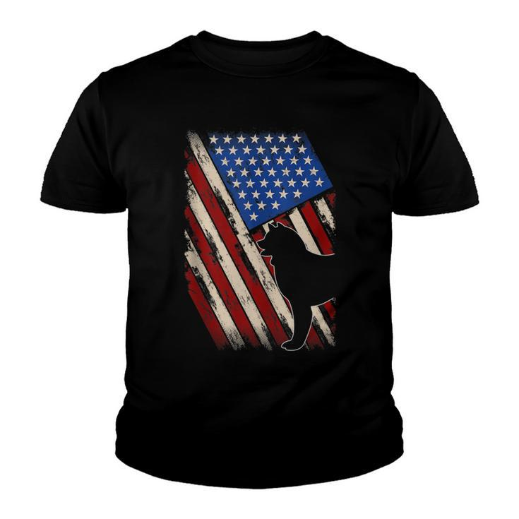 Vintage Akita Dog American Flag Retro Akita 4Th Of July  Youth T-shirt