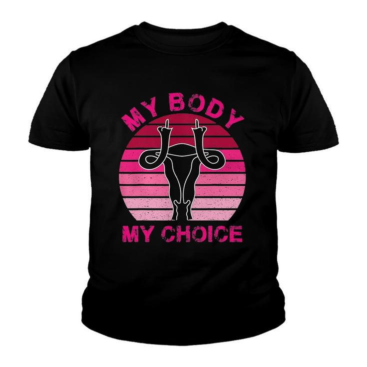 Vintage Retro My Body My Choice Middle Finger Uterus 1973 Gift Youth T-shirt