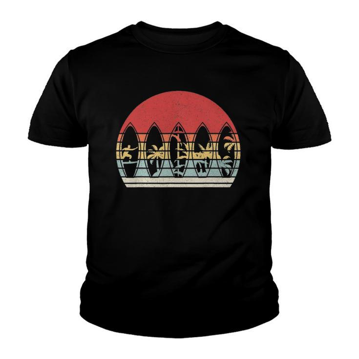 Vintage Retro Surfing Surfboard Surfer Funny Summer Youth T-shirt