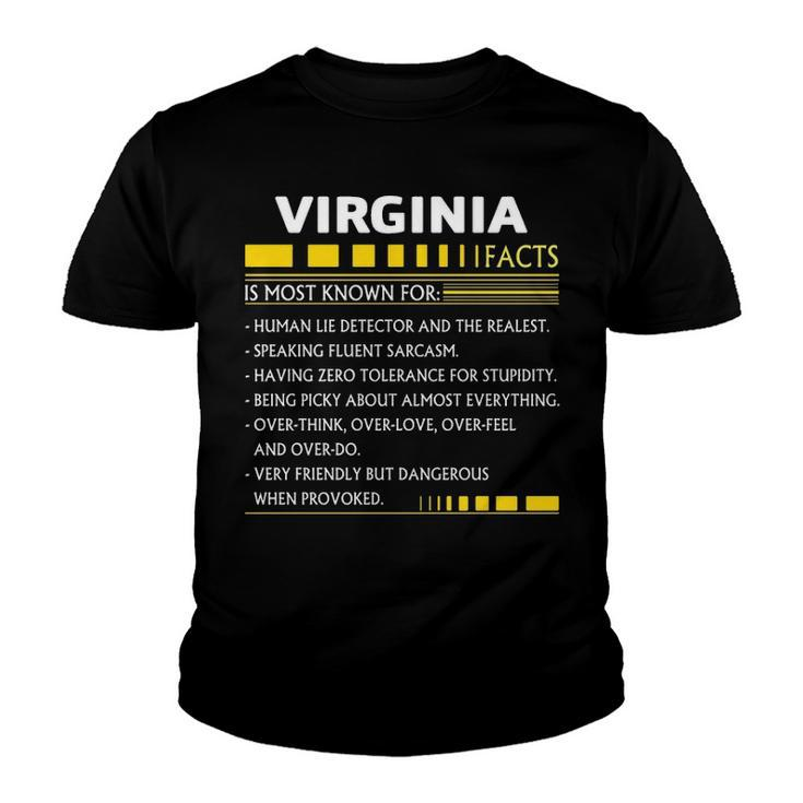 Virginia Name Gift   Virginia Facts Youth T-shirt