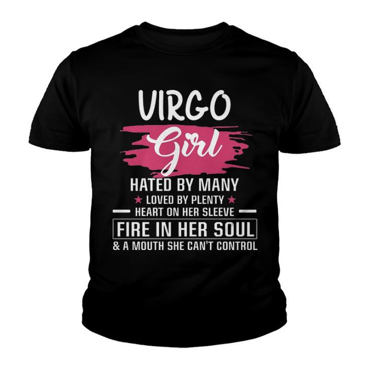 Virgo Girl Birthday   Virgo Girl Hated By Many Loved By Plenty Heart On Her Sleeve Youth T-shirt
