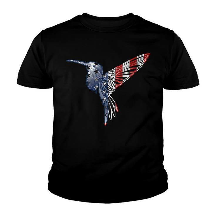 Womens Usa American Flag Dot Art Cute Bird Hummingbird 4Th Of July  V2 Youth T-shirt