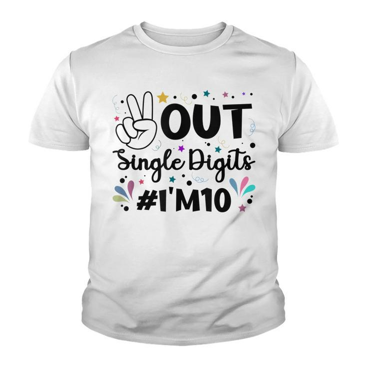 10Th Birthday For Girls Peace Out Single Digits  Youth T-shirt