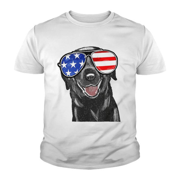 4Th Of July Funny Black Lab Dog American Love Youth T-shirt
