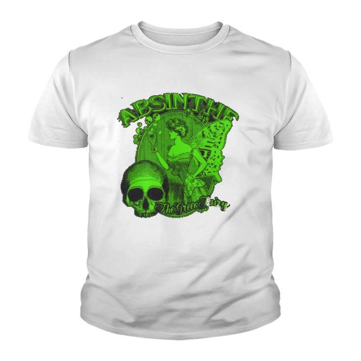 Absinthe Skull Green Fairy Retro Design Youth T-shirt