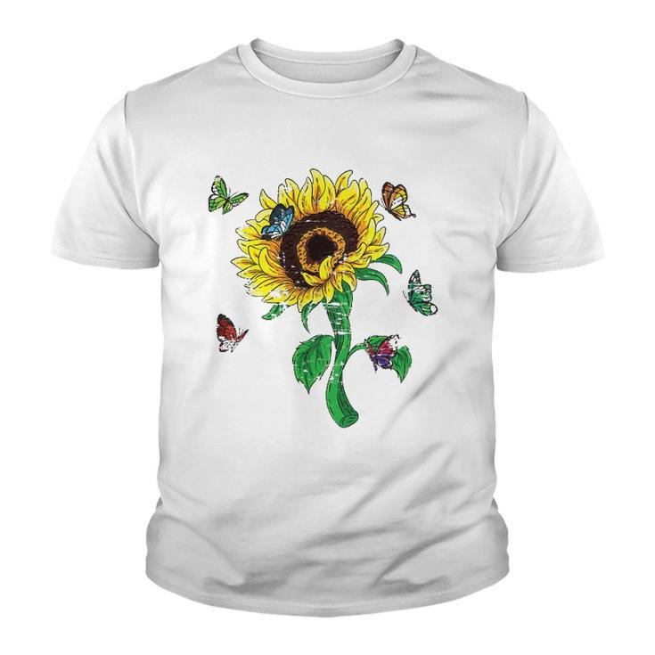Aesthetics Sunflowers Nature Butterflies Yellow Sunflower Youth T-shirt