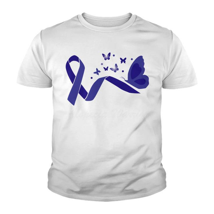 Alopecia Warrior Butterfly  Blue Ribbon  Alopecia Support  Alopecia Awareness Youth T-shirt