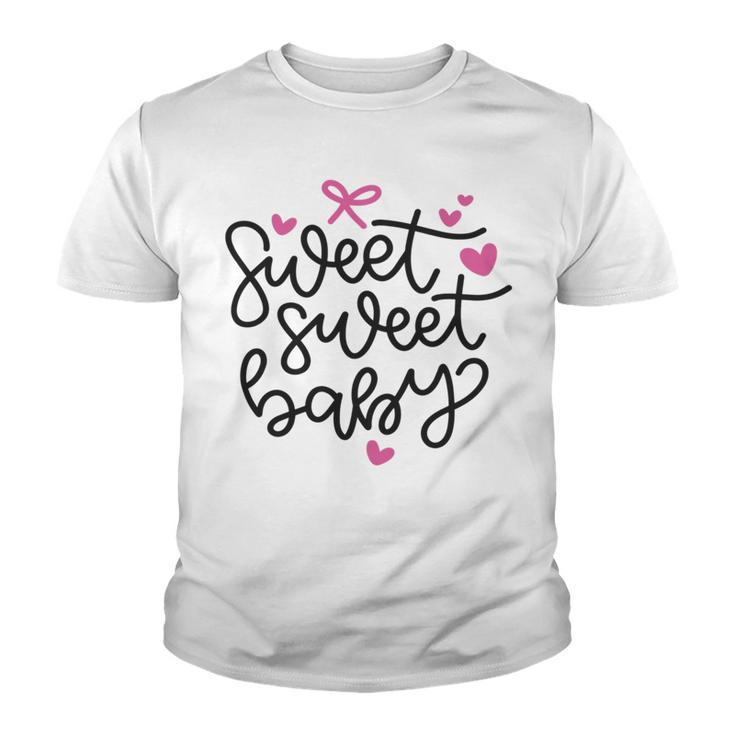 Baby Shower Text Pink Heart Ribbon Design Sweet Sweet Baby Youth T-shirt