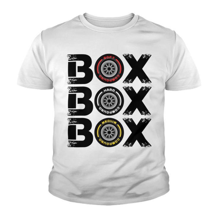 Box Box Box F1 Tyre Compound V2 Design Youth T-shirt