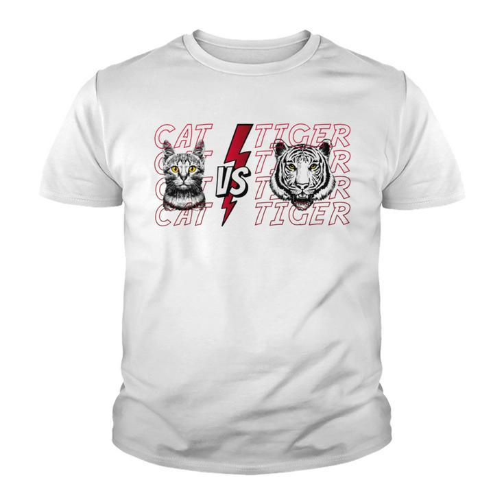 Cat Vs Tiger Gift Birthday Holiday By Mesa Cute Black Youth T-shirt