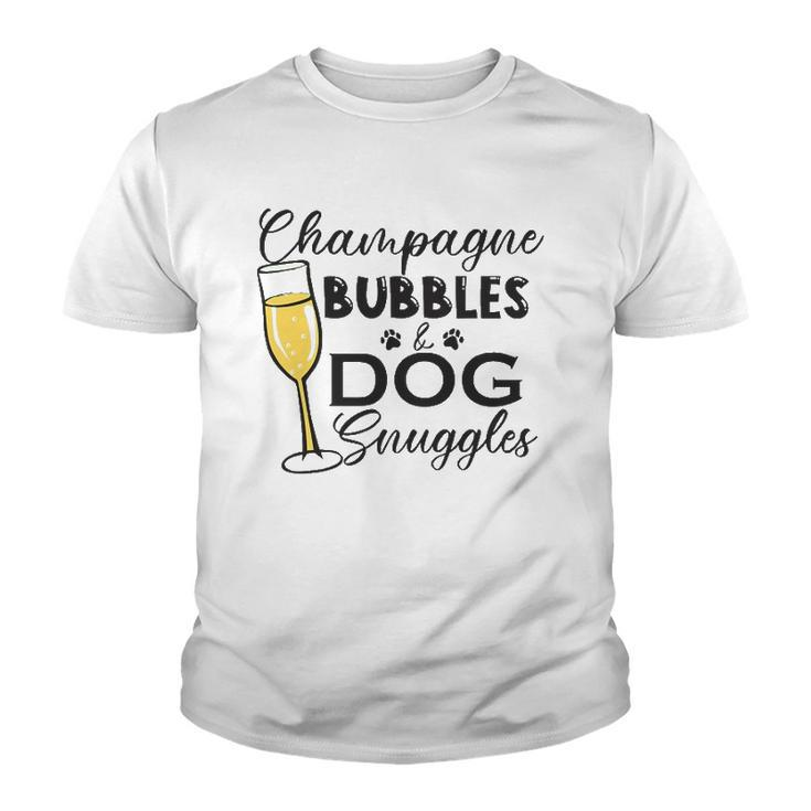 Champagne Bubbles & Dog Snuggles Dog Person Youth T-shirt