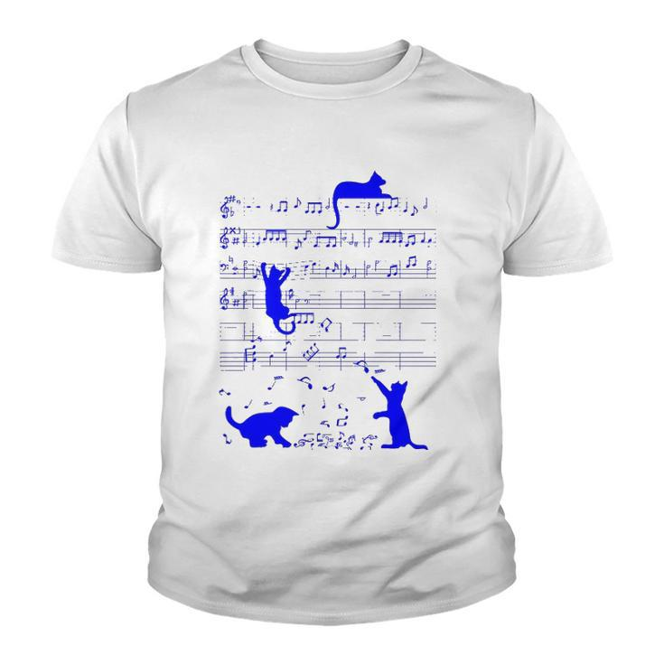 Cute Cats Kitty Music Notes Musician Art Youth T-shirt