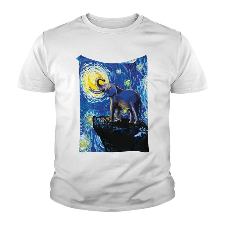 Elephant - Moon Night Sky Youth T-shirt