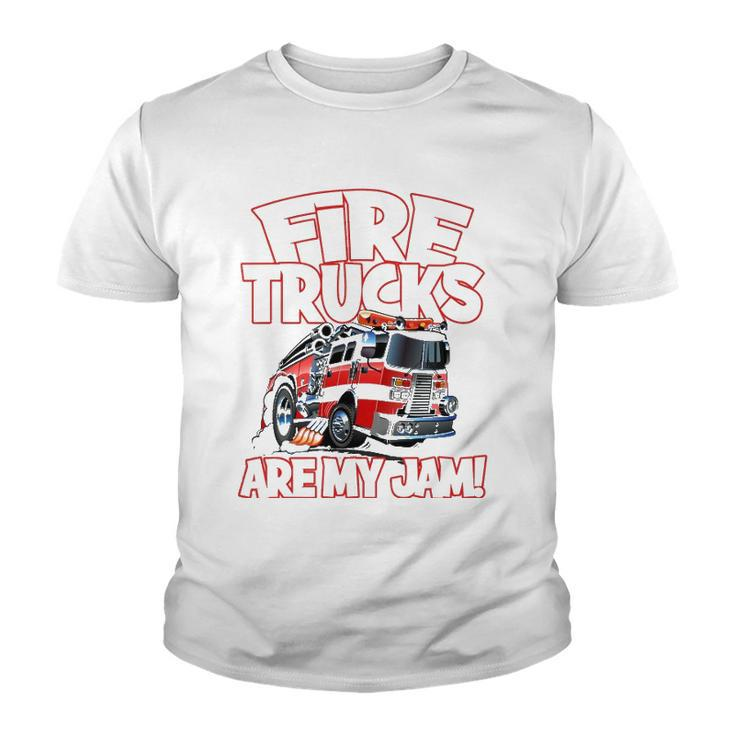 Fire Trucks Are My Jam Funny Kids Firefighter Firemans Youth T-shirt