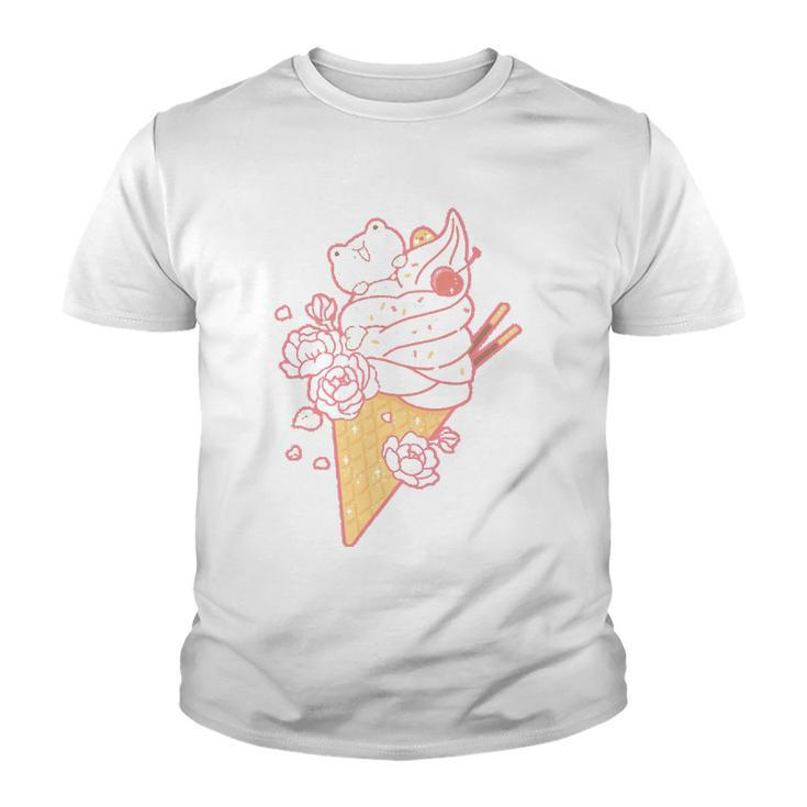 Frog Ice Cream Cone Cute Kawaii Aesthetic Youth T-shirt