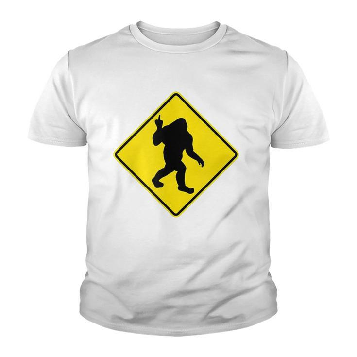 Funny Bigfoot Sasquatch Crossing Middle Finger Novelty Gift  Youth T-shirt