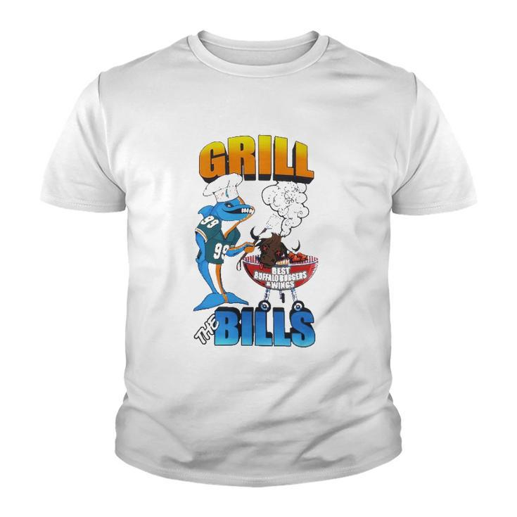 Grill The Bills Dolphin Chef Best Buffalo Burgers And Wings Youth T-shirt