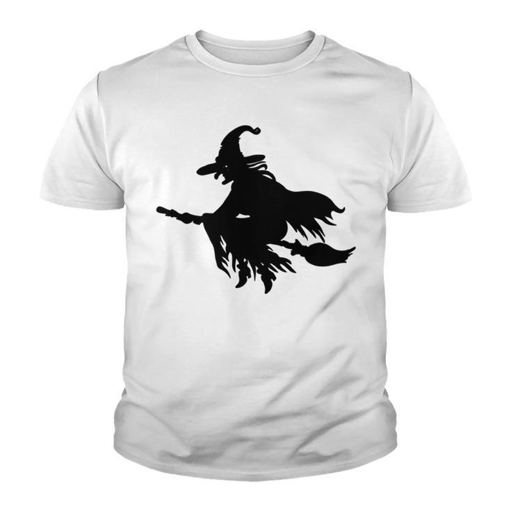 Halloween Scary Old Witch On Broom Art Design Pattern Youth T-shirt