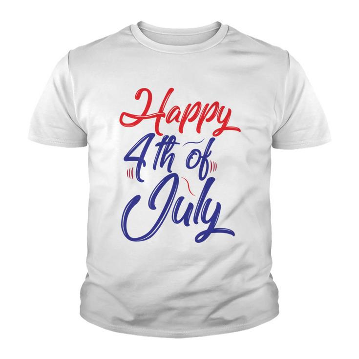 Happy 4Th Of July Dark Red Blue Text Youth T-shirt